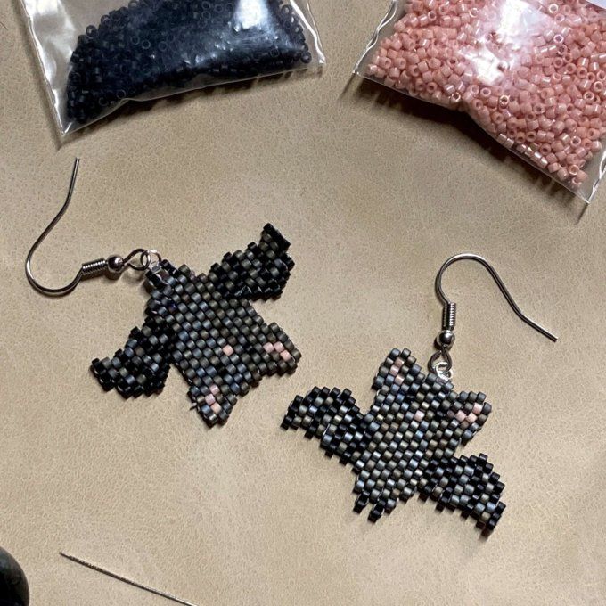 Boucles d’oreilles chauve-souris en perles Miyuki – Bijou original pour Halloween